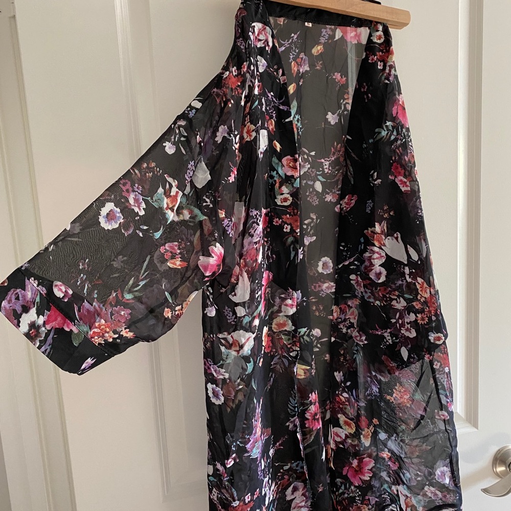 NWOT Black Floral Cover Up